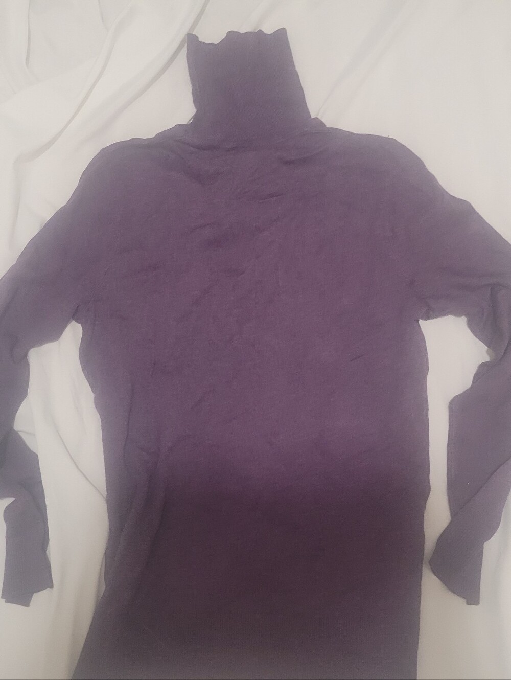 Slim Fit Purple Ribbed Turtleneck Long Sleeve Top